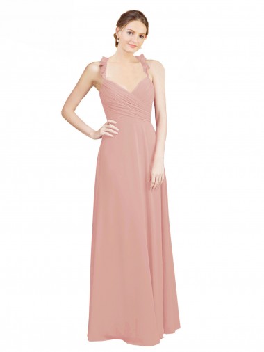 Großhandel A-Linien Chiffon Lange Brautjungfernkleider