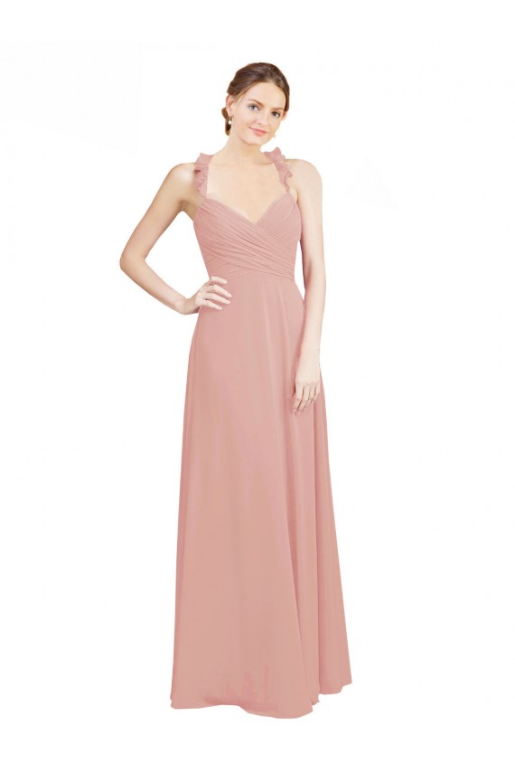 Großhandel A-Linien Chiffon Lange Brautjungfernkleider