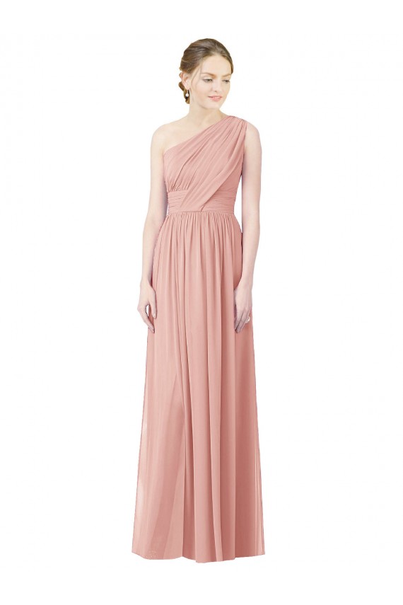 Großhandel A-Linien Eine-Schulter Chiffon Lange Brautjungfernkleider