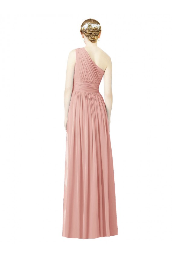 Großhandel A-Linien Eine-Schulter Chiffon Lange Brautjungfernkleider