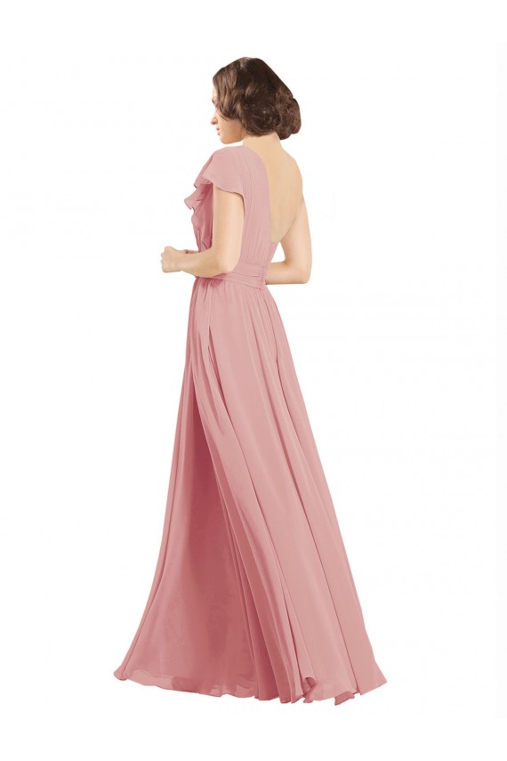 Großhandel A-Linien Eine-Schulter Chiffon Lange Brautjungfernkleider