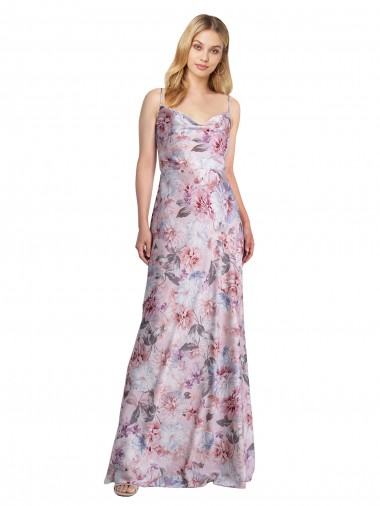 Großhandel A-Linien Haube Ausschnitt Stretch-Satin Blumen Lange Formale Brautjungfernkleider / Abendkleider