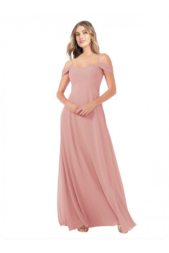 Großhandel A-Linien Off-Schulter Chiffon Lange Brautjungfernkleider