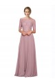 Großhandel A-Linien Off-Schulter Chiffon Spitze Lange Brautjungfernkleider / Abiballkleider