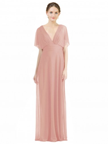 Großhandel A-Linien V-Ausschnitt Chiffon Lange Brautjungfernkleider