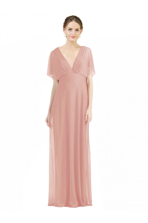 Großhandel A-Linien V-Ausschnitt Chiffon Lange Brautjungfernkleider