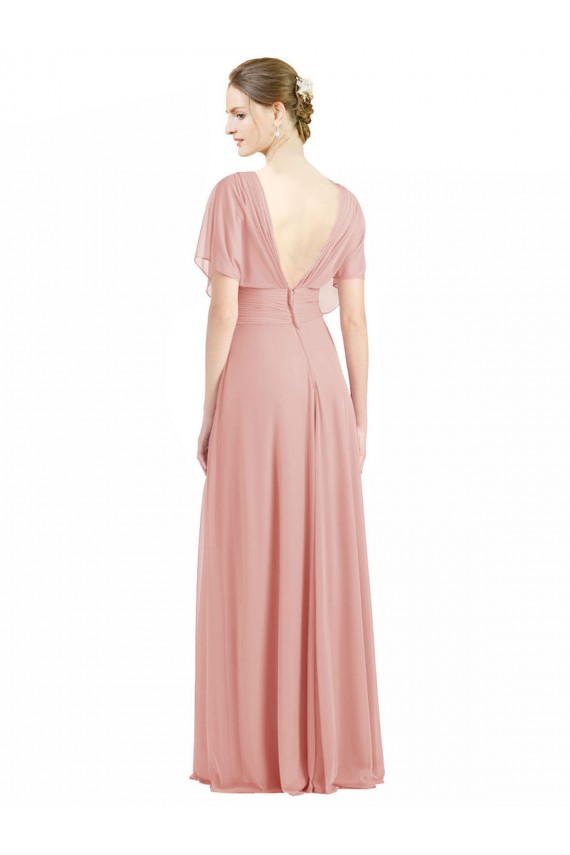 Großhandel A-Linien V-Ausschnitt Chiffon Lange Brautjungfernkleider