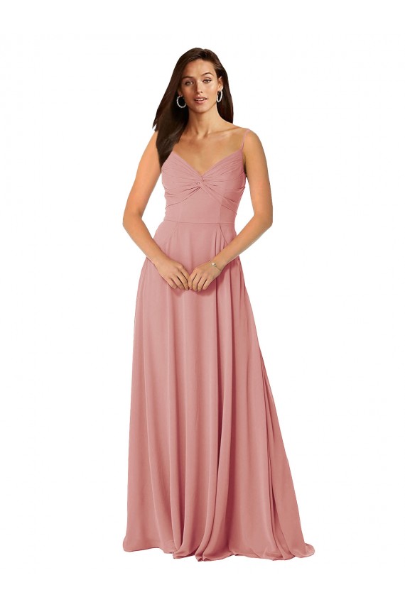 Großhandel A-Linien V-Ausschnitt Chiffon Lange Brautjungfernkleider