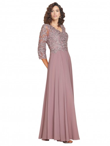 Großhandel A-Linien V-Ausschnitt Chiffon Lange Brautjungfernkleider / Abiballkleider