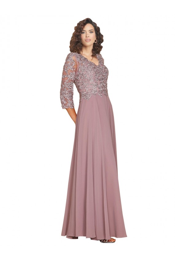 Großhandel A-Linien V-Ausschnitt Chiffon Lange Brautjungfernkleider / Abiballkleider
