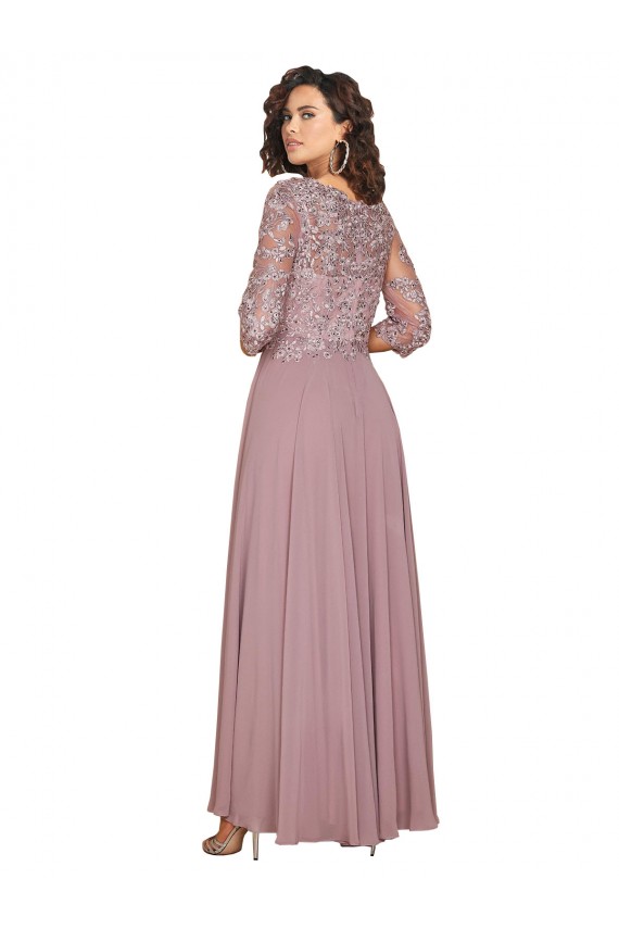 Großhandel A-Linien V-Ausschnitt Chiffon Lange Brautjungfernkleider / Abiballkleider