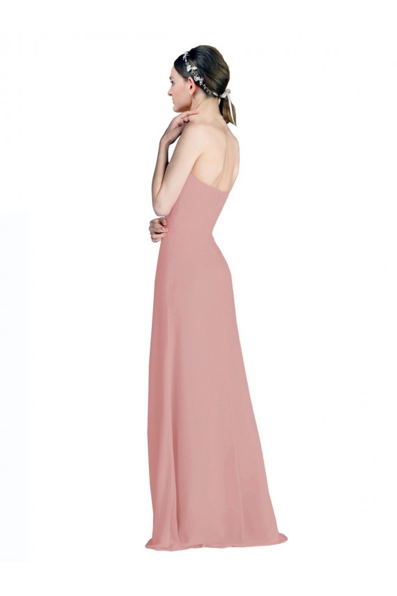 Großhandel Altrosa A-Linien Chiffon Lange Brautjungfernkleider