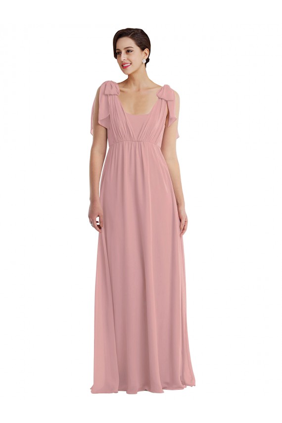 Großhandel Altrosa A-Linien Neckholder Chiffon Lange Brautjungfernkleider