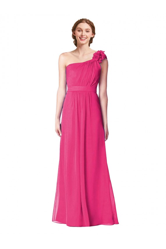 Großhandel Azalee A-Linien Eine-Schulter Chiffon Lange Brautjungfernkleider