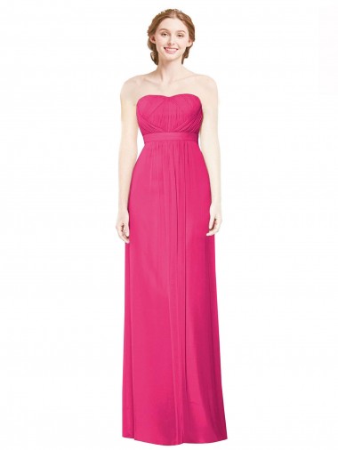 Großhandel Azalee A-Linien Trägerlos Chiffon Lange Brautjungfernkleider