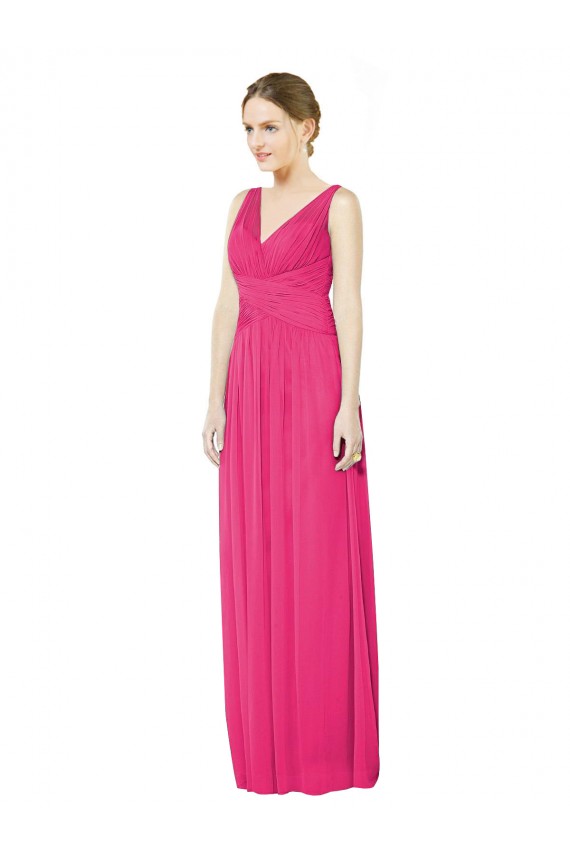 Großhandel Azalee A-Linien V-Ausschnitt Chiffon Lange Brautjungfernkleider
