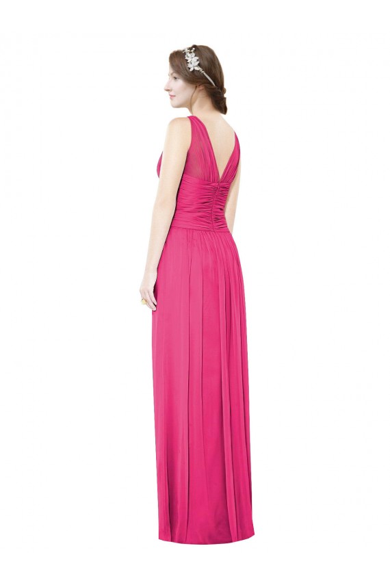 Großhandel Azalee A-Linien V-Ausschnitt Chiffon Lange Brautjungfernkleider