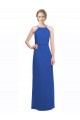Großhandel Blau 135 A-Linien Spaghetti-Träger Chiffon Lange Brautjungfernkleider