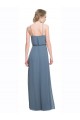 Großhandel Blau 135 A-Linien Spaghetti-Träger Chiffon Lange Brautjungfernkleider