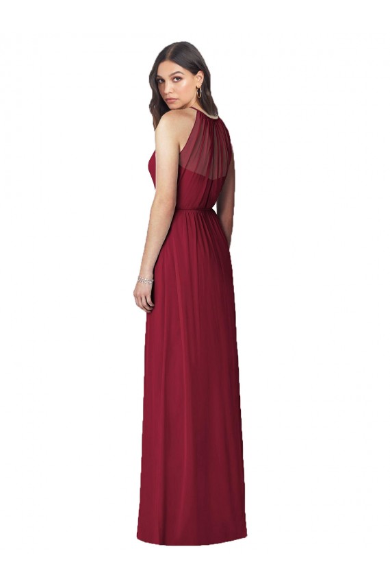 Großhandel Burgunderrot Trompete Neckholder Chiffon Lange Brautjungfernkleider