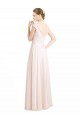 Großhandel Creme Rosa A-Linien Chiffon Spitze Lange Brautjungfernkleider