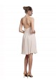 Großhandel Creme Rosa A-Linien Neckholder V-Ausschnitt Knielang Chiffon Kurze Brautjungfernkleider / Cocktailkleider / Heimkehr Kleider