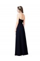 Großhandel Dunkelmarine A-Linien Chiffon Lange Brautjungfernkleider