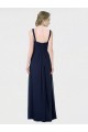 Großhandel Dunkelmarine A-Linien Chiffon Lange Brautjungfernkleider