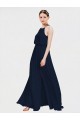 Großhandel Dunkelmarine A-Linien Neckholder Chiffon Lange Brautjungfernkleider