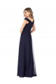 Großhandel Dunkelmarine A-Linien Off-Schulter Chiffon Lange Brautjungfernkleider