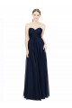 Großhandel Dunkelmarine A-Linien Trägerlos Chiffon Lange Brautjungfernkleider