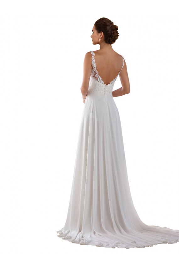 Großhandel Elfenbein A-Linien Kapelle-schleppe Chiffon Klassisch Boho Brautkleider