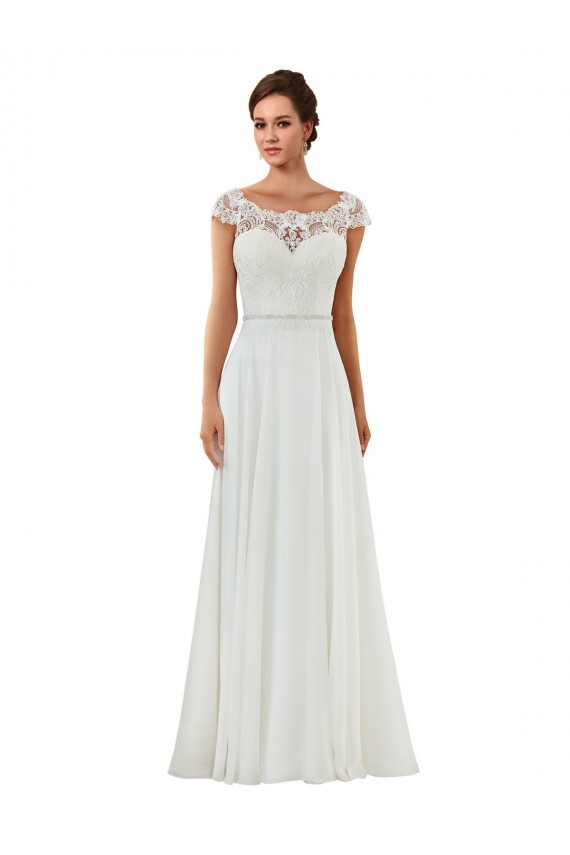 Großhandel Elfenbein A-Linien Kapelle-schleppe Chiffon Klassisch Brautkleider