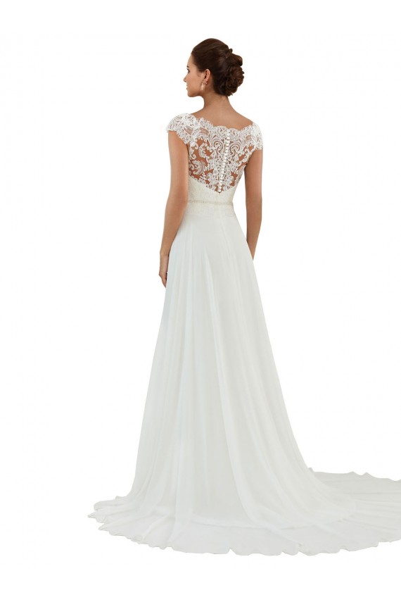 Großhandel Elfenbein A-Linien Kapelle-schleppe Chiffon Klassisch Brautkleider