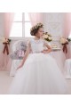 Großhandel Elfenbein Prinzessin Tüll Spitze Lange Blumenmädchenkleider