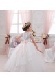 Großhandel Elfenbein Prinzessin Tüll Spitze Lange Blumenmädchenkleider
