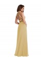 Großhandel Gold A-Linien Neckholder Chiffon Lange Brautjungfernkleider