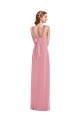 Großhandel Hautrosa A-Linien Neckholder Chiffon Lange Brautjungfernkleider