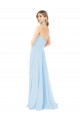Großhandel Helles Himmelblau A-Linien Neckholder Stehkragen Ausschnitt Chiffon Lange Brautjungfernkleider