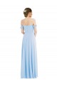 Großhandel Helles Himmelblau A-Linien Off-Schulter Chiffon Lange Formale Brautjungfernkleider / Abendkleider