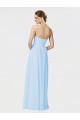 Großhandel Helles Himmelblau A-Linien Trägerlos Chiffon Lange Brautjungfernkleider