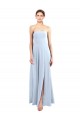 Großhandel Helles Himmelblau A-Linien Trägerlos Chiffon Lange Brautjungfernkleider