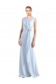 Großhandel Helles Himmelblau A-Linien V-Ausschnitt Chiffon Lange Brautjungfernkleider