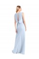 Großhandel Helles Himmelblau A-Linien V-Ausschnitt Chiffon Lange Brautjungfernkleider