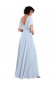 Großhandel Helles Himmelblau A-Linien V-Ausschnitt Chiffon Lange Brautjungfernkleider