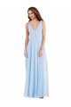 Großhandel Helles Himmelblau A-Linien V-Ausschnitt Chiffon Lange Brautjungfernkleider