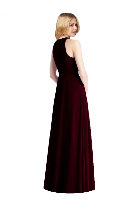 Großhandel Helles Himmelblau Trompete Neckholder Chiffon Lange Brautjungfernkleider