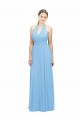 Großhandel Immergrün A-Linien Neckholder Chiffon Lange Brautjungfernkleider