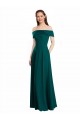 Großhandel Jagdgrün A-Linien Off-Schulter Chiffon Lange Brautjungfernkleider