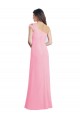 Großhandel Kaum Rosa A-Linien Eine-Schulter Chiffon Lange Brautjungfernkleider
